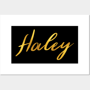 Haley Name Hand Lettering in Faux Gold Letters Posters and Art